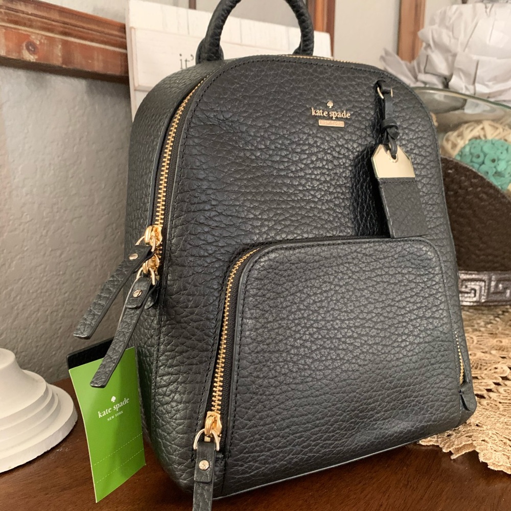 Beautiful leather Kate spade ♠️ black backpack - Picture 2 of 6